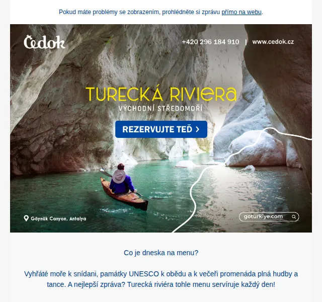 Čedok: Turecká riviéra od 11 990 Kč – duben 2026