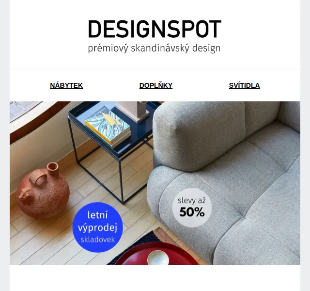 DESIGNSPOT: letní výprodej až 50 % – červenec 2026 | Nuslet.cz