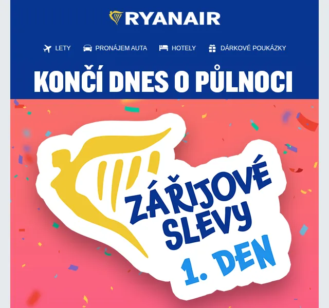 Ryanair: 20% sleva na letenky – září 2026 | Nuslet.cz