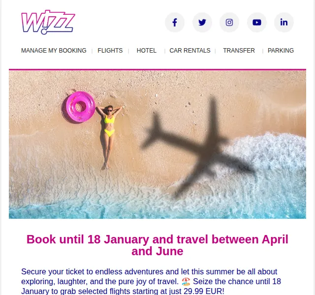 Wizz Air: Letní letenky od 29,99 EUR – červenec 2026 | Nuslet.cz
