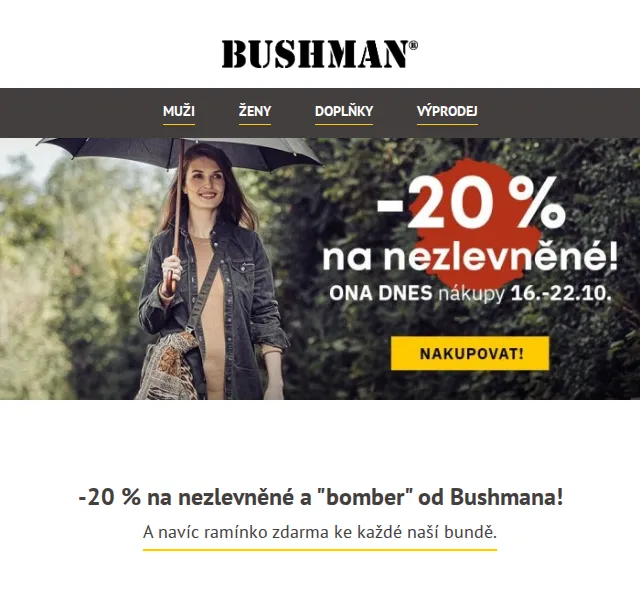 BUSHMAN: 20% sleva na nezlevněné a zimní bomber – červenec 2026 | Nuslet.cz
