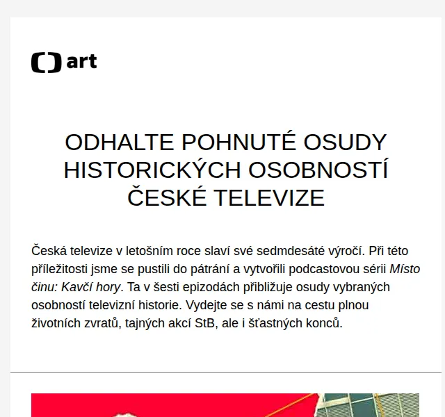 Web ČT art: Podcast Místo činu: Kavčí hory – červen 2026 | Nuslet.cz