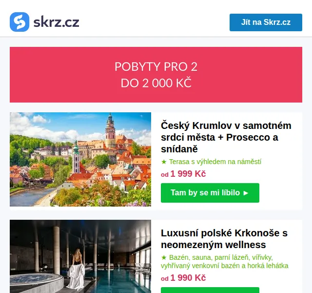 Skrz: Pobyty pro 2 do 2 000 Kč – červen 2026 | Nuslet.cz