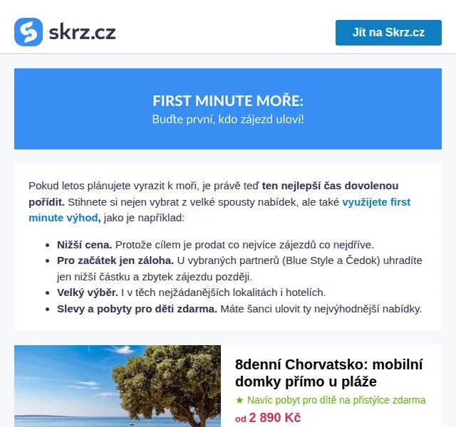 Skrz: First minute zájezdy k moři – červen 2026 | Nuslet.cz