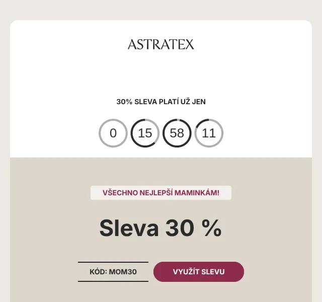 Astratex.cz: 30% sleva na spodní prádlo – květen 2026