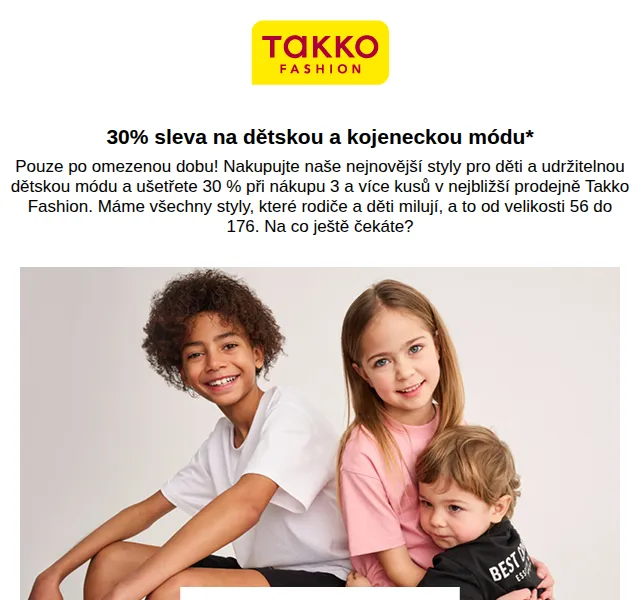 Takko Fashion: 30% sleva na dětskou módu – červenec 2026 | Nuslet.cz