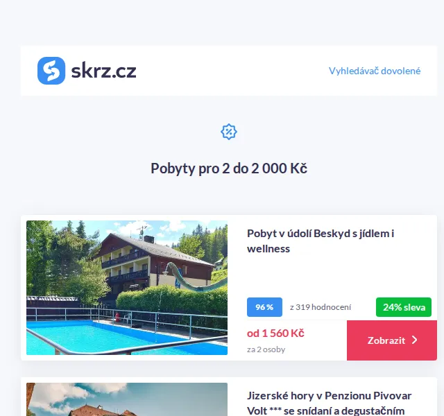 Vánoce na Skrz: Úspora při pobytech do 2000 Kč – červenec 2026 | Nuslet.cz