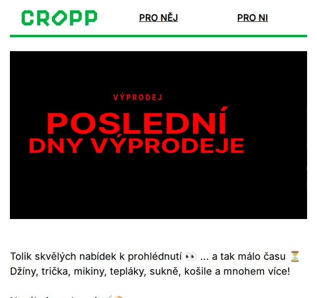 Cropp: Výprodej slevy až -70 % – červenec 2026 | Nuslet.cz