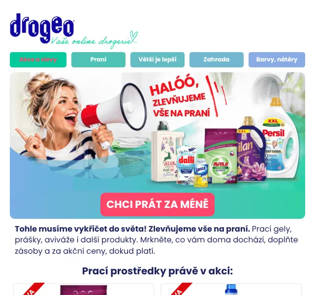 Drogeo: Slevy na prací prostředky – říjen 2026