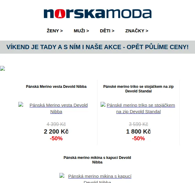 Norskamoda.cz: Slevy až 50 % na norské oblečení – červenec 2026 | Nuslet.cz