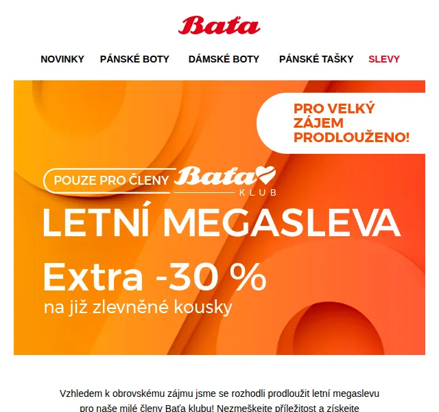 Baťa: Extra 30 % na zlevněnou kolekci – červenec 2026 | Nuslet.cz