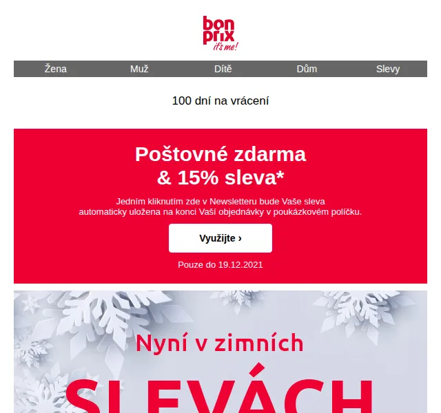Bonprix: až -50 % a 15% sleva + poštovné zdarma – prosinec 2021 | Nuslet.cz