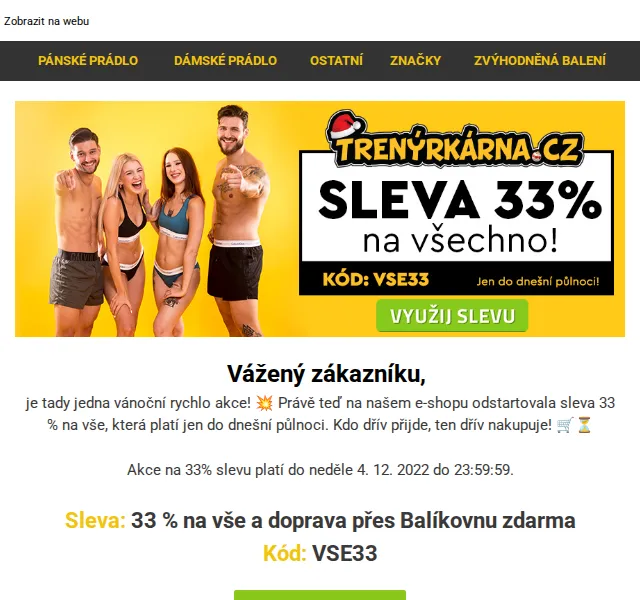 Trenýrkárna.cz: 33% sleva na vše – prosinec 2022 | Nuslet.cz
