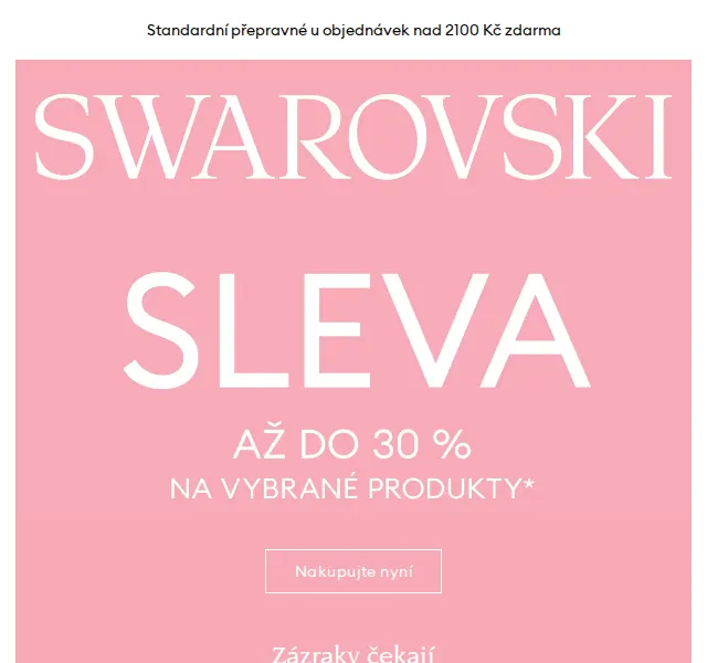 Swarovski: Sleva až 30 % na vybrané šperky – červenec 2026 | Nuslet.cz