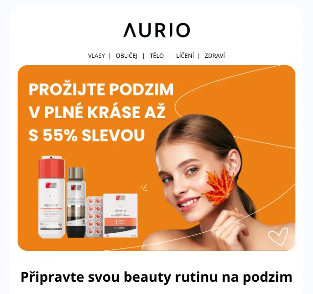 Aurio: péče o vlasy a pleť až -55 % – říjen 2026