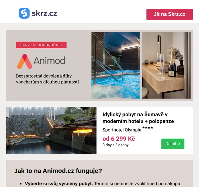 Animod: vouchery na luxusní pobyty v ČR i zahraničí – červenec 2026 | Nuslet.cz