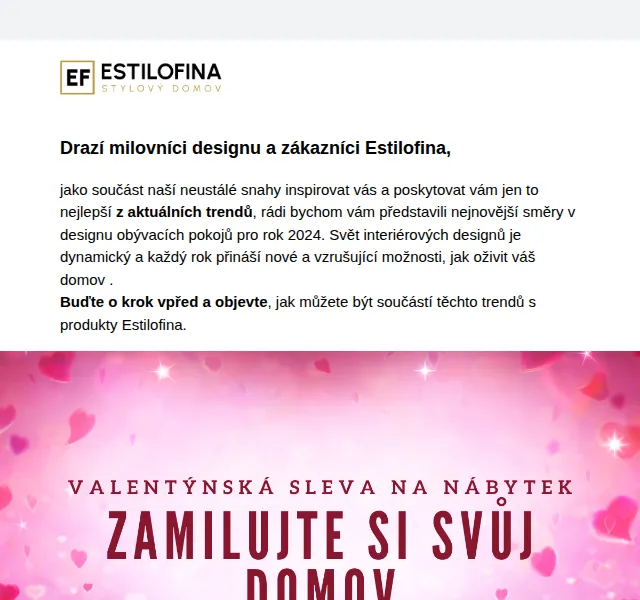 Estilofina-nabytek.cz: 10% sleva na designový nábytek – červenec 2026 | Nuslet.cz