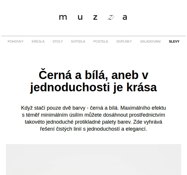 MUZZA: Černobílý nábytek a doplňky – červen 2026 | Nuslet.cz