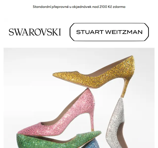 Swarovski: Lodičky Stuart Weitzman s křišťály – červenec 2026 | Nuslet.cz