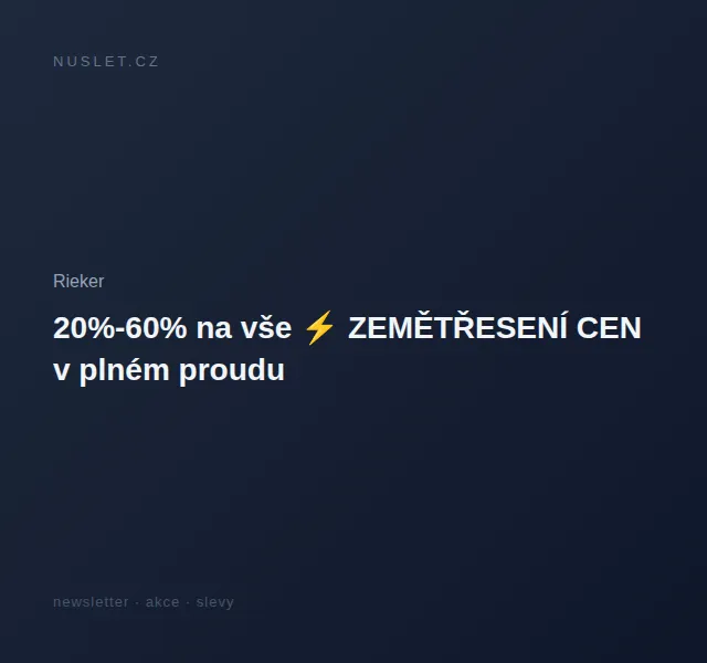 Rieker: sleva 20-60 % na veškerou obuv a kabelky – červen 2026 | Nuslet.cz