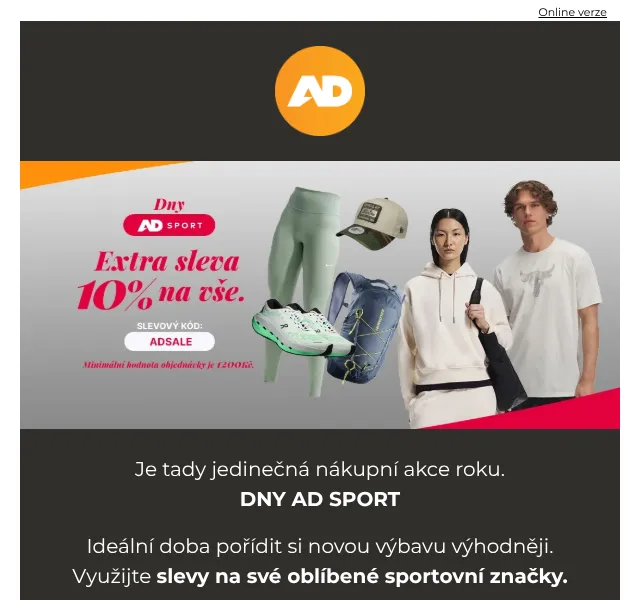 AD Sport: 10 % sleva na vše – slevový kód září 2026