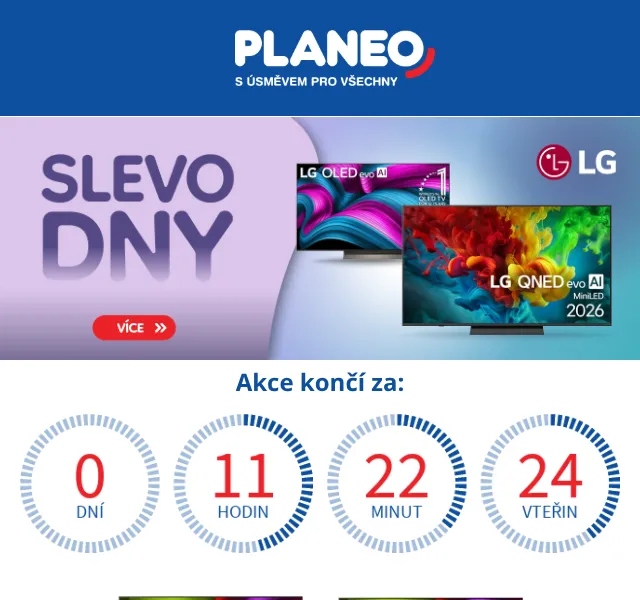 Planeo: LG televize slevy až 25 % – září 2026