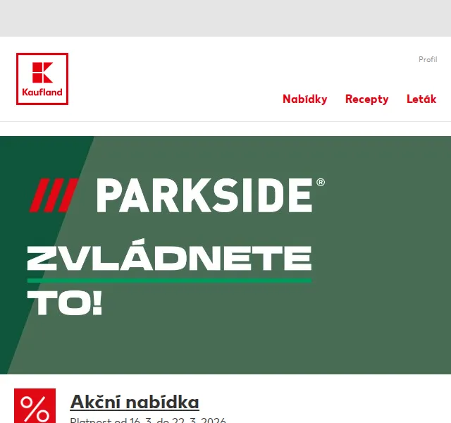 Kaufland: Parkside kultivátory a zahradní vybavení – březen 2026