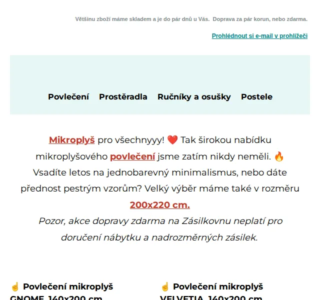 Výprodej povlečení: mikroplyš od 599 Kč – červen 2026 | Nuslet.cz