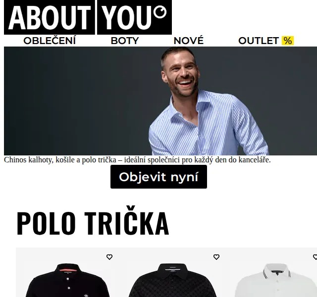 ABOUT YOU: Chinos, košile a polo trička do kanceláře – červenec 2026 | Nuslet.cz