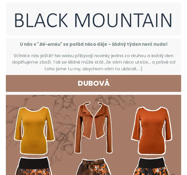 Black Mountain: Dubová kolekce a roláky – červenec 2026 | Nuslet.cz