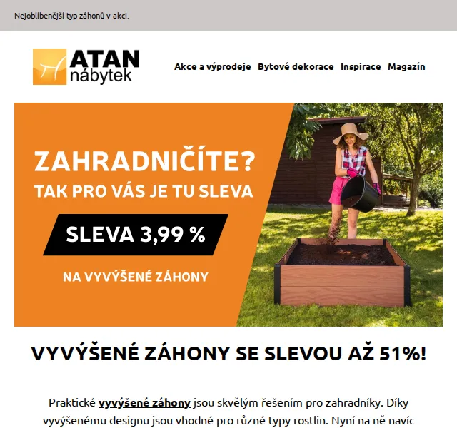 ATAN nábytek: Vyvýšené záhony se slevou až 51 % – červenec 2026 | Nuslet.cz