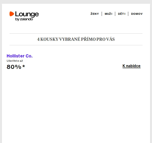 Lounge by Zalando: až 80 % sleva na Armani, Champion – duben 2026
