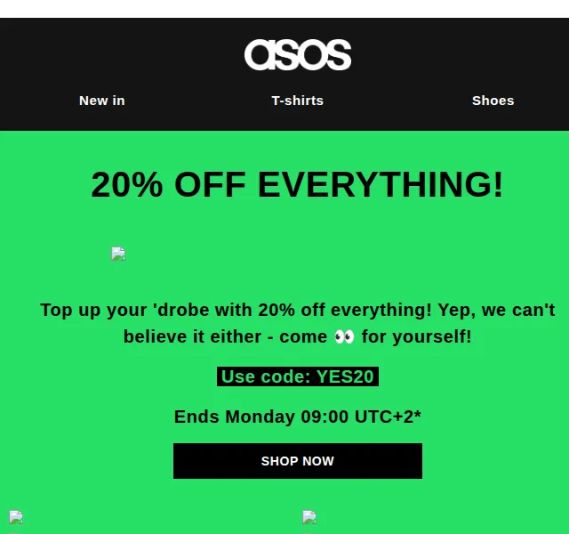 ASOS Sale: 20% na vše – červen 2026 | Nuslet.cz