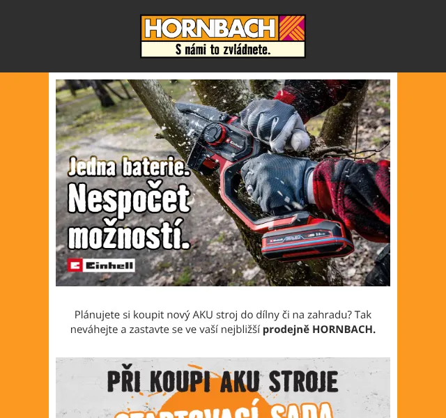 HORNBACH: Einhell AKU stroje zdarma – říjen 2026