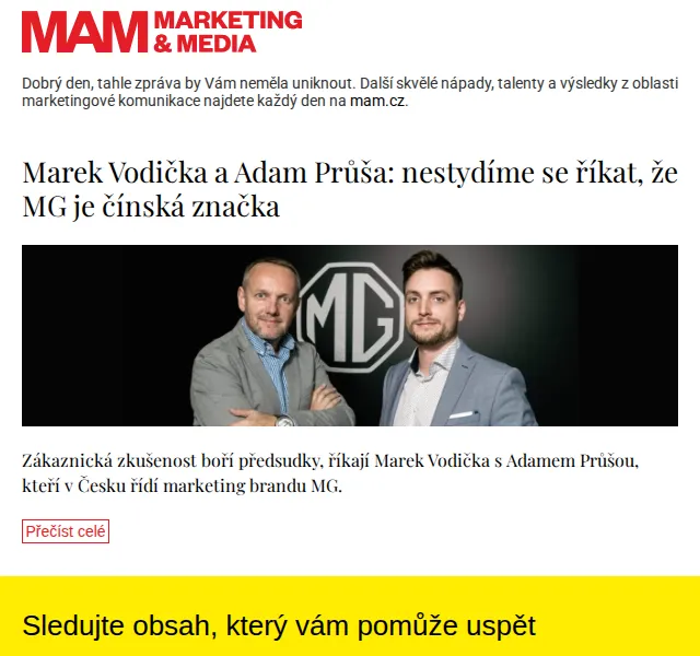 Marketing & Media: MG je čínská značka – červenec 2026 | Nuslet.cz