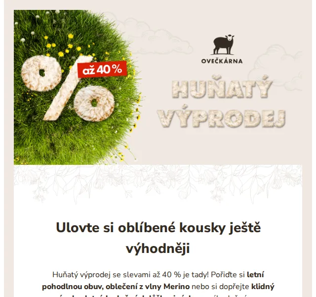 Ovečkárna: Huňatý výprodej – slevy až 40 % – červenec 2026 | Nuslet.cz