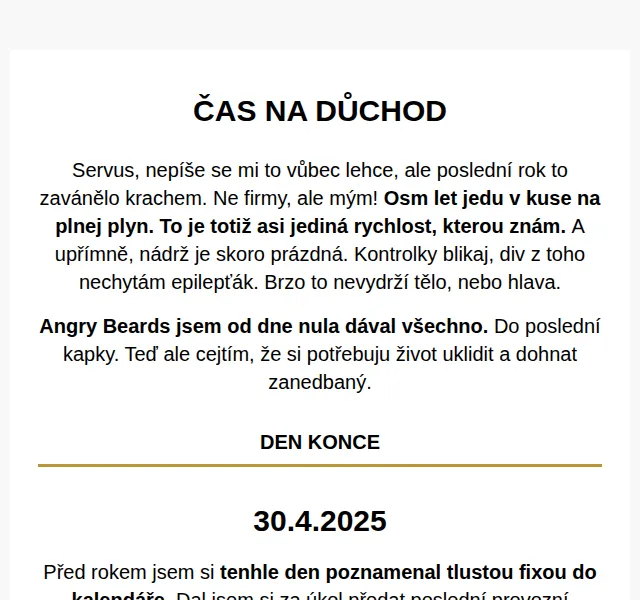 Angrybeards: Konec éry – Tom odchází do důchodu | červenec 2026 | Nuslet.cz