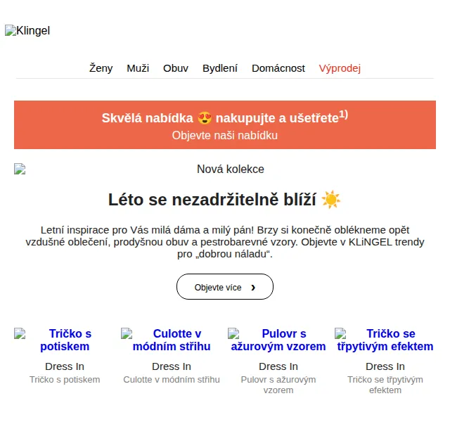 KLiNGEL: Letní trendy s až 30% slevou – červenec 2026 | Nuslet.cz