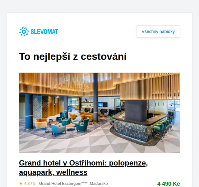 Slevomat: Grand hotel v Ostřihomi s polopenzí – červen 2026 | Nuslet.cz