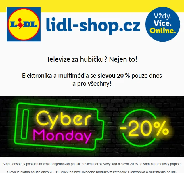 Lidl: Sleva 20 % na elektroniku a multimédia – červen 2026 | Nuslet.cz