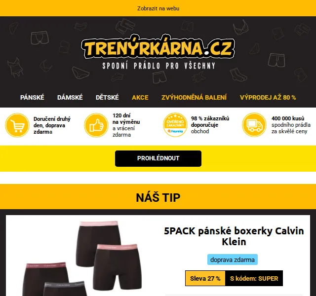 Trenýrkárna.cz: Calvin Klein boxerky se slevou až 30 % – červenec 2026 | Nuslet.cz