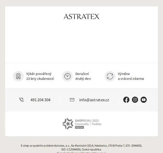 Astratex.cz: 50% slevy Šťastné stovky – červenec 2026 | Nuslet.cz