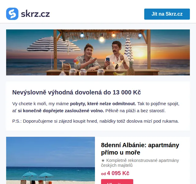 Skrz: Dovolená do 13 000 Kč – červenec 2026 | Nuslet.cz