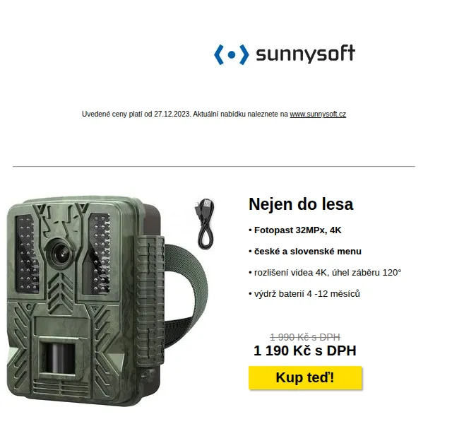 Sunnysoft: Povánoční výprodej – fotopast od 1 190 Kč – červenec 2026 | Nuslet.cz