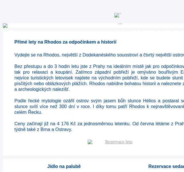 Smartwings: Přímé lety na Rhodos od 4 176 Kč – červenec 2026 | Nuslet.cz