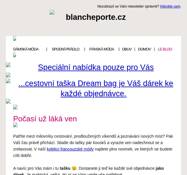Blancheporte: cestovní taška Dream bag zdarma – červen 2026 | Nuslet.cz
