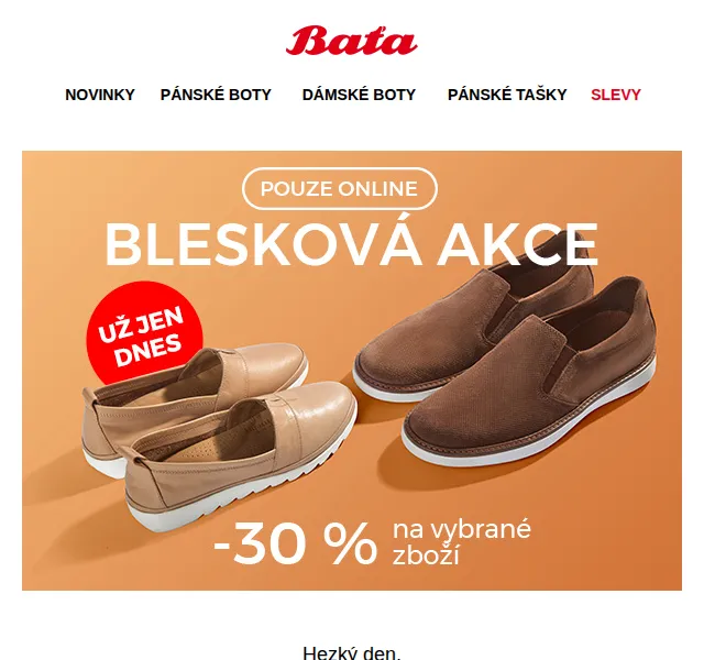 Baťa: Blesková sleva 30 % na boty – červenec 2026 | Nuslet.cz