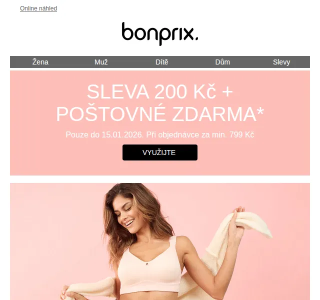 Bonprix: sleva 200 Kč + poštovné zdarma – březen 2026
