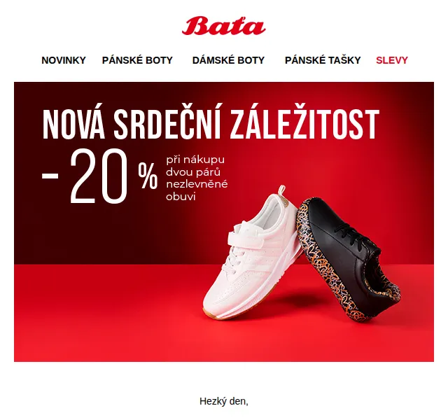 Baťa: -20 % na dva páry obuvi – červenec 2026 | Nuslet.cz