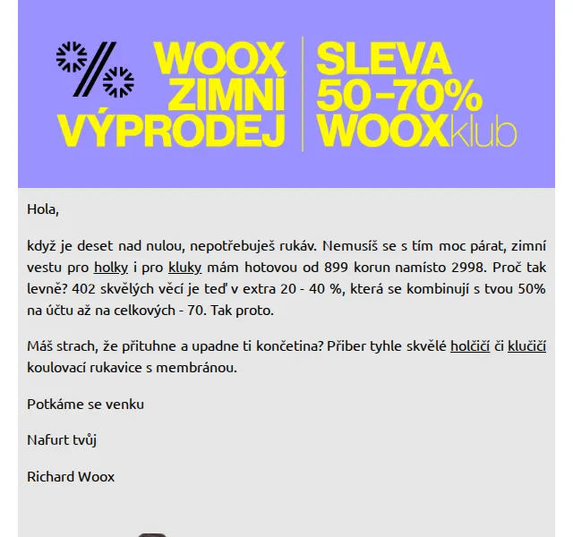 Richard Woox: Zimní vesty od 899 Kč a slevy 70 % – červen 2026 | Nuslet.cz
